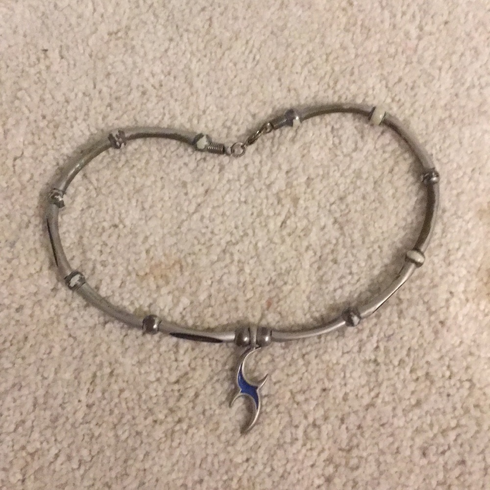 Men's tribal silver and blue necklace.